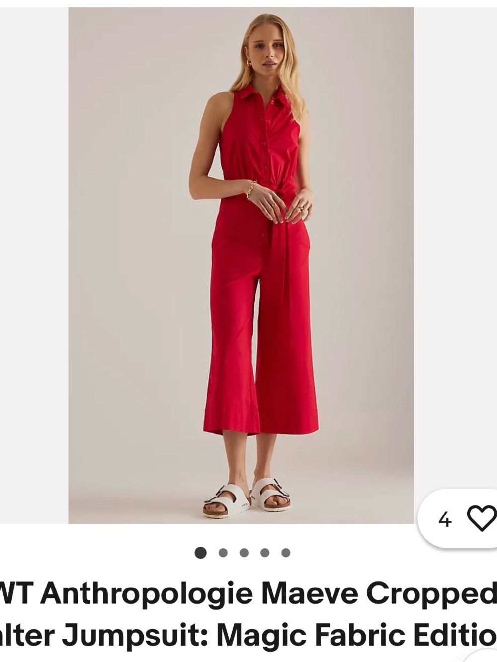 Maeve from Anthropologie Sleeveless Red Belted Maxi Jumpsuit
